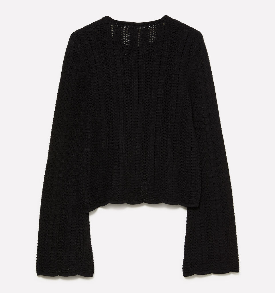 Black sweater with bell sleeves - women's crew neck sweaters - Black | Sisley image number 2